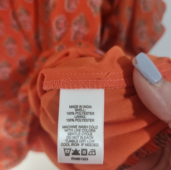 CeCe Orange Floral Women's Top, Size Large - Picture 5 of 8